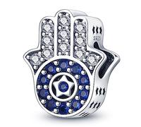 LNQOBU Ciondolo con Charm Argento Sterling 925 Fatima's Hand Dangle Charm Compatibile con Pandora e Europei Bracciale Collane da Donna（Fornito con una Perlina）