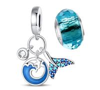 LNQOBU Ciondolo con Charm Argento Sterling 925 Fatima's Hand Dangle Charm Compatibile con Pandora e Europei Bracciale Collane da Donna（Fornito con una Perlina）