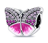 LNQOBU Ciondolo in Argento Sterling 925 Charm Bead con Bracciale e Collane Europei da Donna,Perline Intarsio con 5A Zircone per Donna Perline