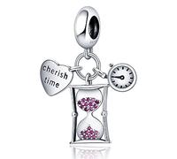 LNQOBU Ciondolo in Argento Sterling 925 Charm Bead con Bracciale e Collane Europei da Donna,Perline Intarsio con 5A Zircone per Donna Perline