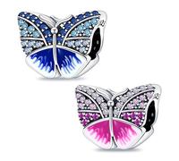 LNQOBU Ciondolo in Argento Sterling 925 Charm Bead con Bracciale e Collane Europei da Donna,Perline Intarsio con 5A Zircone per Donna Perline