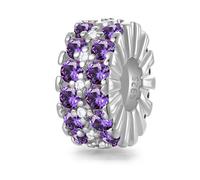 LNQOBU Clip Spacer Charme per Bracciale Argento Sterling 925 Pavé Zirconi Clip Lock Spacer Stopper Charms Bead