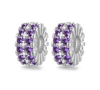 LNQOBU Clip Spacer Charme per Bracciale Argento Sterling 925 Pavé Zirconi Clip Lock Spacer Stopper Charms Bead