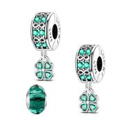 LNQOBU Clip/Stopper Charm per Bracciale Argento 925 Pave Cubic Zirconia Bead Stella Luna Farfalla Blu Gioielli Regalo per Donna
