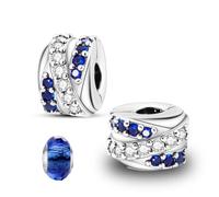 LNQOBU Clip/Stopper Charm per Bracciale Argento 925 Pave Cubic Zirconia Charm Bead Stella Luna Charm Farfalla Blu Charm Gioielli Regalo per Donna