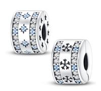 LNQOBU Clip/Stopper Charm per Bracciale Argento 925 Pave Cubic Zirconia Charm Bead Stella Luna Charm Farfalla Blu Charm Gioielli Regalo per Donna