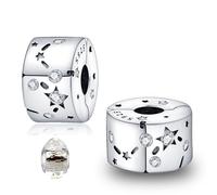 LNQOBU Clip/Stopper Charms per Bracciale Argento 925 Pave Cubic Zirconia Bead Stella Luna Farfalla Blu Gioielli Regalo per Donna