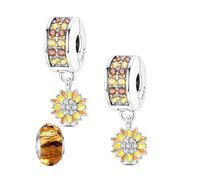 LNQOBU Clip/Stopper Charms per Bracciale Argento 925 Pave Cubic Zirconia Bead Stella Luna Farfalla Blu Gioielli Regalo per Donna