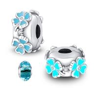 LNQOBU Clip/Stopper Charms per Bracciale Argento 925 Pave Cubic Zirconia Bead Stella Luna Farfalla Blu Gioielli Regalo per Donna