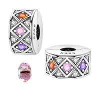 LNQOBU Clip/Stopper Charms per Bracciale Argento 925 Pave Cubic Zirconia Bead Stella Luna Farfalla Blu Gioielli Regalo per Donna