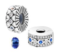 LNQOBU Clip/Stopper Charms per Bracciale Argento 925 Pave Cubic Zirconia Bead Stella Luna Farfalla Blu Gioielli Regalo per Donna