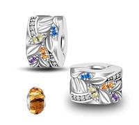 LNQOBU Clip/Stopper Charms per Bracciale Argento 925 Pave Cubic Zirconia Bead Stella Luna Farfalla Blu Gioielli Regalo per Donna