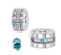 LNQOBU Clip/Stopper Charms per Bracciale Argento 925 Pave Cubic Zirconia Bead Stella Luna Farfalla Blu Gioielli Regalo per Donna