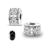 LNQOBU Clip/Stopper Charms per Bracciale Argento 925 Pave Cubic Zirconia Bead Stella Luna Farfalla Blu Gioielli Regalo per Donna