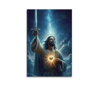 LNSIZH Poster su tela, motivo: Dio con la spada sacra, stampa artistica su tela, poster decorativo moderno, per camera da letto, 30 x 45 cm