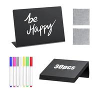 LNSYSNS Lavagnette Cancellabili Piccole, 30 Pezzi in PVC Lavagnette per Buffet, 100 X 75 mm Lavagna a L, Dotato di 7 Penne e 2 Panni, Utilizzato per Piatti Standard, Prezzi e Nomi Degli Ospiti