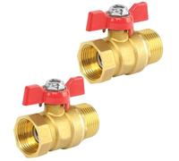 LNSYSNS Valvole a Farfalla ad Attacco, 2 Pezzi Valvola Erogatrice a Sfera, con Maniglia Farfalla Rossa, Valvola a Sfera in Ottone 3/4 Pollici, Filettatura Maschio/Femmina, Passaggio Totale DN20 PN16