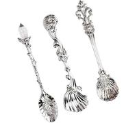 Lnwwrv 3 Set di cucchiaini da caffè Vintage, cucchiai intagliati in Metallo, cucchiaini da tè, cucchiai d'Argento e Utensili da Cucina Vintage, Adatti a ristoranti e Bar