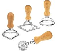 Lnwwrv 4 stampi per Pasta con Manici in Legno e Bordi scanalati, utilizzati Come Utensili da Cucina per Fare Ravioli, Biscotti e pressare la Pasta