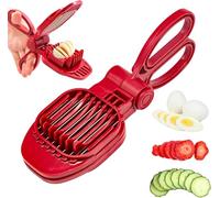 Lnwwrv Affettatrice Multiuso per Frutta & Uova - Tagliatore Rapido e Sicuro per Fragole, Banane, Kiwi, Uova Sode, Salsicce, Cetrioli e Funghi,Rosso