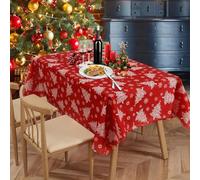 Lnwwrv Tovaglia di Natale Rossa 180x150 cm, Rettangolare, Impermeabile e Lavabile, Adatta per la Decorazione della casa Durante Le Feste di Natale e Capodanno