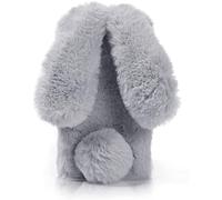 Lnxlanxx Cover Compatibile per Oukitel C3 Silicone Carina Cellulare Coniglietto Orecchio Peluche Pelliccia Strass Disegni Antiurto Bumper Resistente Protettiva Custodia (Grigio)