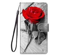 Lnxlanxx Cover Compatibile per ZTE Blade A34 Silicone PU Pelle Portafoglio Libro Animale Motivo Case Antiurto Bumper Magnetica Flip Protettiva Resistente Custodia (Rose)