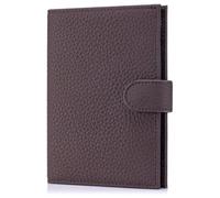 LnxLtw Porta passaporto in pelle da viaggio da donna, con blocco RFID, con slot per schede, portamonete e slot per SIM, organizer da viaggio sottile in vera pelle, elegante grigio, Marrone caffè