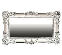 Lnxp Specchio barocco da parete in stile barocco, cornice con ornamento antico, 96 x 57 cm, rettangolare, colore bianco, nero anticato
