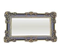 Lnxp Specchio barocco da parete in stile barocco, cornice con ornamento antico, 96 x 57 cm, rettangolare, nero, oro, doppio specchio antico