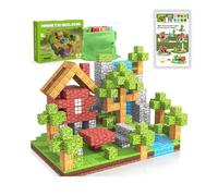 Lnxquizzic Blocchi magnetici, 120 pezzi di blocchi magnetici con 5 minifigure, 12 adesivi - Pixel Blocks Design - Giocattolo magnetico creativo per bambini dai 3 anni in su.