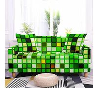 LNXSESN Copridivano 2 Posti Plaid Bianco Verde Smeraldo Copri Divano Spandex Lavabile Copridivano con Penisola AntiGraffio Copri Divano Moderna Universale Copridivano Angolare Elastici Copridivani