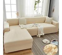 LNXSESN Copridivano 3 Posti Crema Copridivano Spandex Copri Divano AntiGraffio Moderna per Cani e Gatti Copridivano Angolare Copridivani Elastici Universale Copridivano con Penisola