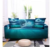 LNXSESN Copridivano 3 Posti Luna Verde Acqua Copridivano con Penisola Spandex Copridivano Angolare AntiGraffio Moderna per Cani e Gatti Copri Divano Copridivani Elastici Universale