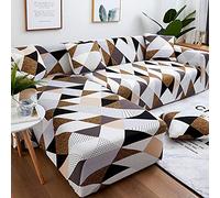 LNXSESN Copridivano 3 Posti Marrone Bianco Geometrico Copridivano Spandex Copridivani AntiGraffio Moderna per Cani e Gatti Copri Divano Elastici Universale Copridivano Penisola a Destra