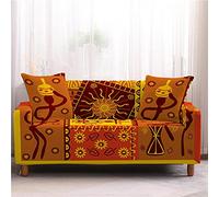 LNXSESN Copridivano 3 Posti Marrone Etnico Retrò Copridivano Spandex Lavabile AntiGraffio Penisola a Destra Copri Divano Moderna Universale con Penisola Elastici