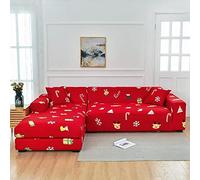 LNXSESN Copridivano 4 PostiRegalo Di Natale Rosso Copridivano con Penisola Spandex Copridivano Angolare AntiGraffio Moderna per Cani e Gatti Copri Divano Copridivani Elastici Universale