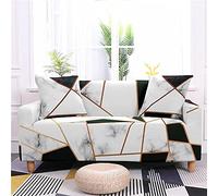 LNXSESN Copridivano Tre Posti Marmo Nero Bianco Oro Copridivano Spandex Lavabile Resistente Moderna Universale AntiGraffio Copri Divano Antiscivolo Copridivani Elastici