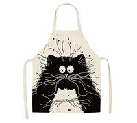LNXSESN Grembiule Cucina Uomo Simpatico Gatto Animale Grembiule Cucina Donna Cotone e Lino Grembiule Cucina Bambini Grembiule Cucina Barbecue Grembiule Durevole Grembiule da Cucina Regolabile 55x68cm