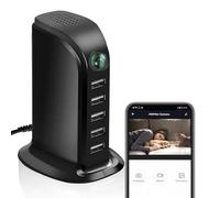 lo.baby.ve 2024 - Rilevatore di telecamere nascoste con caricabatterie, telecamera portatile di sicurezza WiFi 1080P, mini telecamera per tata con loop per sorveglianza interna, nessun audio fino a