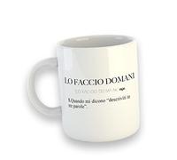 "LO FACCIO DOMANI" DESCRIZIONE Tazza Mug Descrizione Vocabolario Colazione Caffè The Latte Tisana Idea Regalo Divertente Compleanno Frasi Simpatiche Ironia Buona Giornata Descriviti in Tre Parole