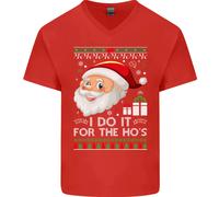 Lo Faccio Per Gli Hos Divertente Natale Xmas Uomo V-Neck Cotone T-Shirt
