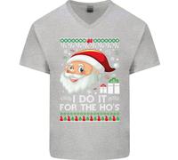 Lo Faccio Per Gli Hos Divertente Natale Xmas Uomo V-Neck Cotone T-Shirt