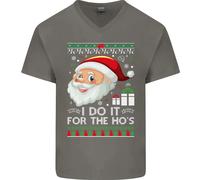 Lo Faccio Per Gli Hos Divertente Natale Xmas Uomo V-Neck Cotone T-Shirt