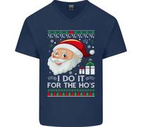 Lo Faccio Per Gli Hos Divertente Natale Xmas Uomo V-Neck Cotone T-Shirt