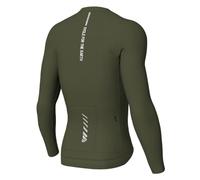 Lo.gas Maglia da ciclismo da uomo, a maniche corte, con chiusura lampo su tutta la lunghezza, con 3 tasche, Manica lunga verde oliva, L