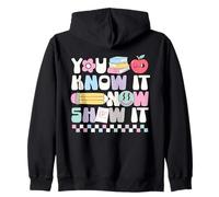 Lo sai ora Mostralo Test Day Groovy Teacher Testing Day Felpa con Cappuccio