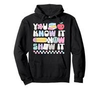 Lo sai ora Mostralo Test Day Groovy Teacher Testing Day Felpa con Cappuccio