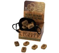 LO SCARABEO di Legno Rune Pietre Set Con Velluto Borsa & Multilingue Guida