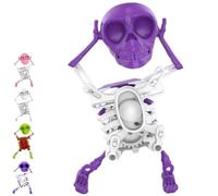 Lo Scheletro Danzante Che Ruba La Scena! Lo Scheletro Oscillante Spettrale, Scheletro Da Scrivania Oscillante 3D Con Meccanismo A Carica Manuale Per Decorazioni Da Scrivania Di Halloween(Purple)